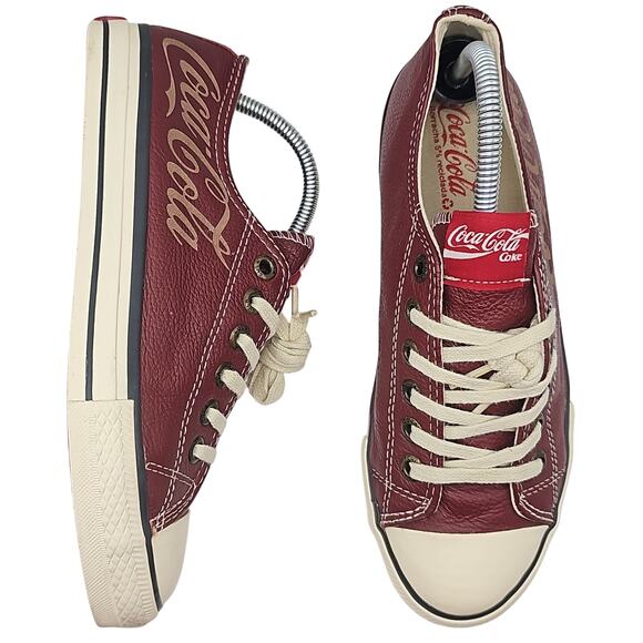 Coca Cola Leather Sneakers Womens 10 Vintage Look Retro 70's - Picture 1 of 8